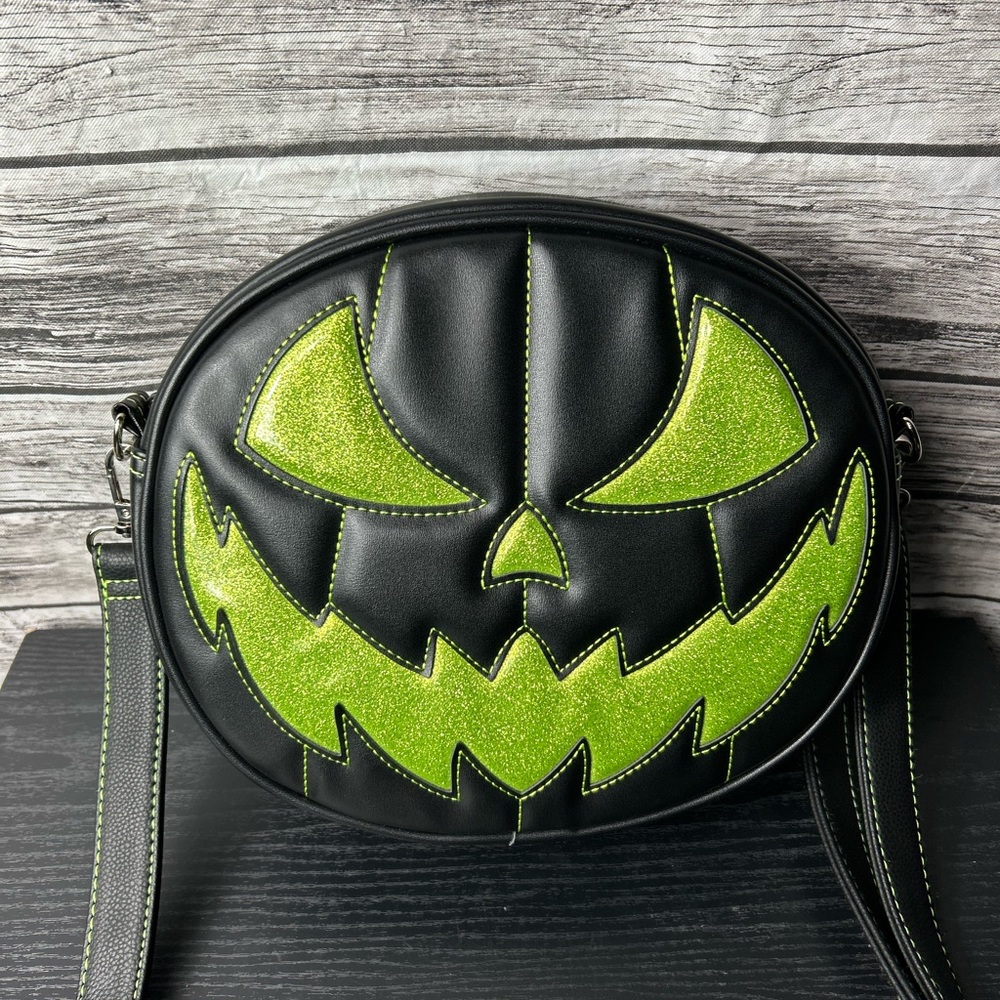 Love Pain and Stitches Black/Green (Glitter) Double Sided Pumpkin Kult Bag